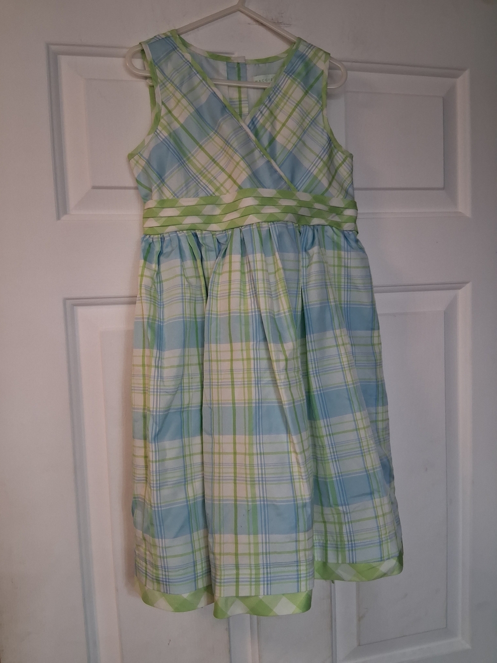 Maggie & Zoe Blue and Green Plaid Sleeveless Dress 6X